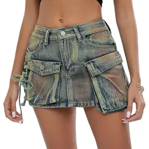 Women’s denim short skirt with multiple pockets Womenswear