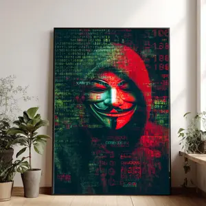 [SALE UP TO 40%] [Unframed] Anonymous Hacker Mask Poster, Cyberpunk Art, Tech Wall Decor