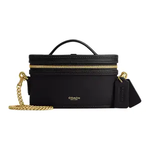 Coach Trail 15 Mini Handbag with Chain Detail and Glove-Tanned Leather for Women in Black