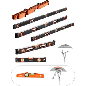 VEVOR 6 - Piece Torpedo Level, 78/48/32/24/16/10 Inch All Magnetic Levels Set, Bubble Vials Ruler for 45/90/180 Degree, Aluminum Alloy Magnetic Box Leveler Tool, Shock - Resistance, SAE and Metric ScaleVEVOR Super Brand Day