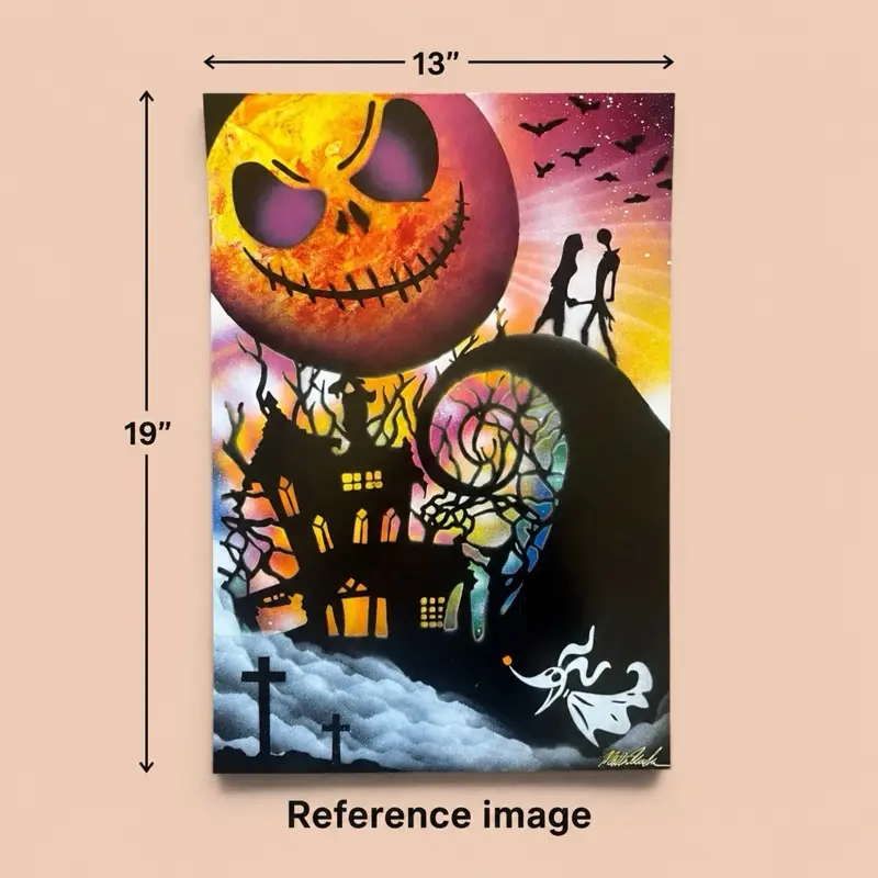 “Spooky face” 13x19” original spray painting signed by the artist