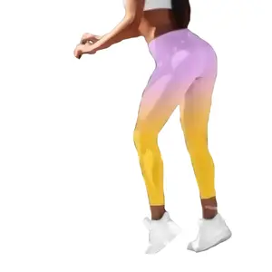Yellow Lavender Ombre Leggings Purple Lilac Dip Dyed Gradient Color Blend Sexy Cute Trendiing Gym Workout Athleisure Women Sport Yoga Pants