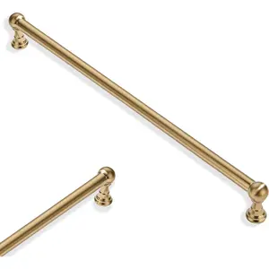 2 Pack 12 Inch Hole Center 100% Solid Heavy Duty Brushed Satin Brass Cabinet Drawer Pulls Hardware for Kitchen Cupboard Dresser