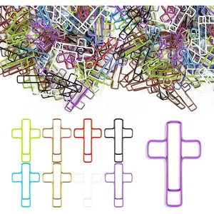 50PCS Cross-Shaped PET Coated Bible Paperclips Christian Bookmark for Bible Journaling Planner Office Use Multicolored Cute Faith Gift