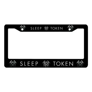 Sleep Token Aluminum Car License Plate Frame Black Chrome Plated Waterproof UV Protected 12x6 USA Canada Standard Fit Front Back