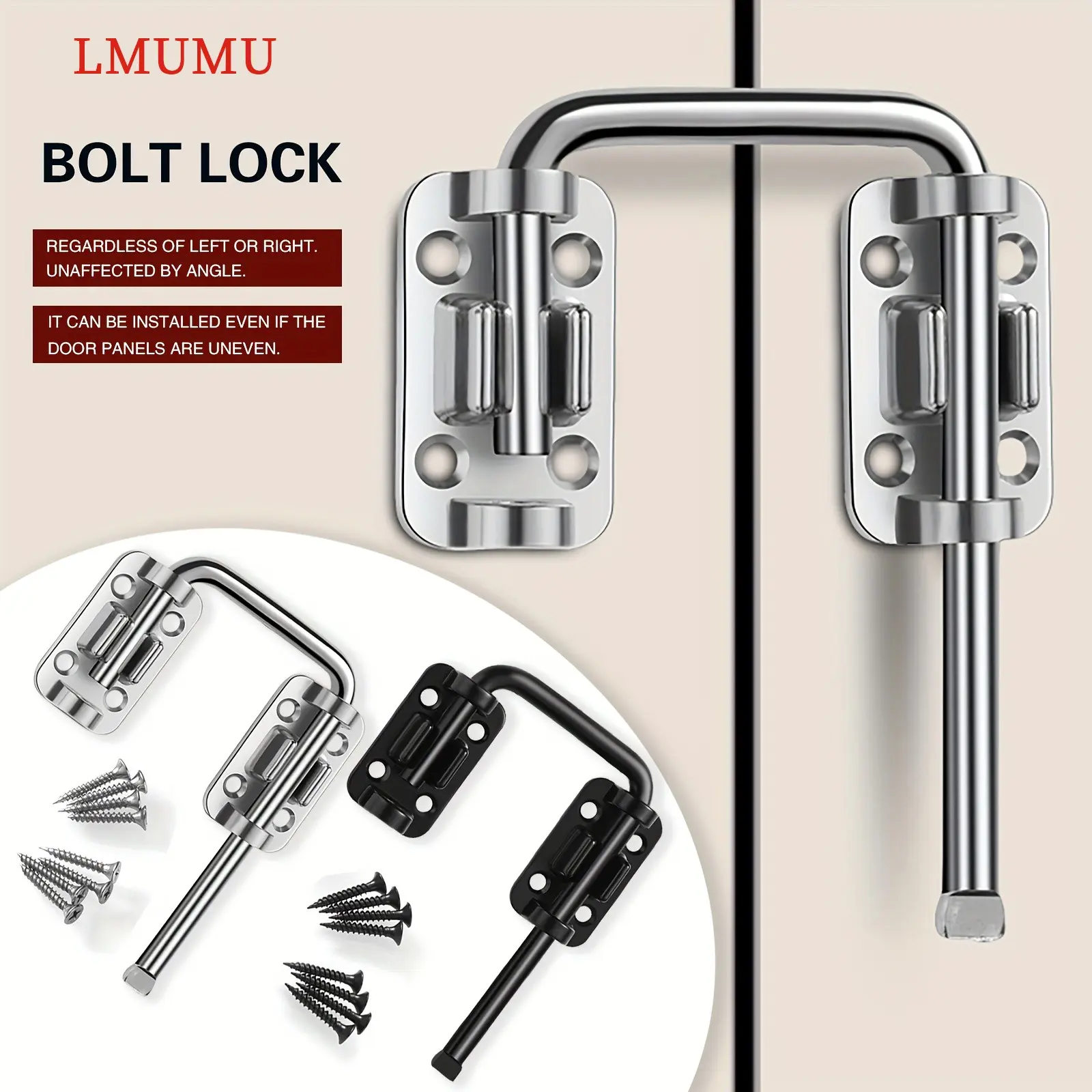 Rust-Resistant 2.3 Inch Metal Barn Door Lock, Easy Installation with Screws, Durable Security Solution for Garages and Homes, Door Hardware