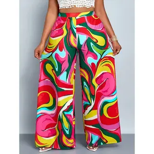 Women's Middle Eastern style casual loose pants, multi-color printing, elegant, relaxed, and youthful, Christmas and New Year clothing, pants, casual and comfortable pantsRAIMENTRY