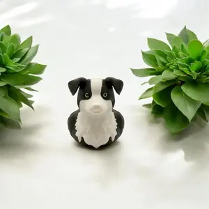 Border Collie Dog Duck 3D Print Dashboard Decor Smart Energetic Pet Gift for Dog Lovers Classic Black White Pointy Ear Detail
