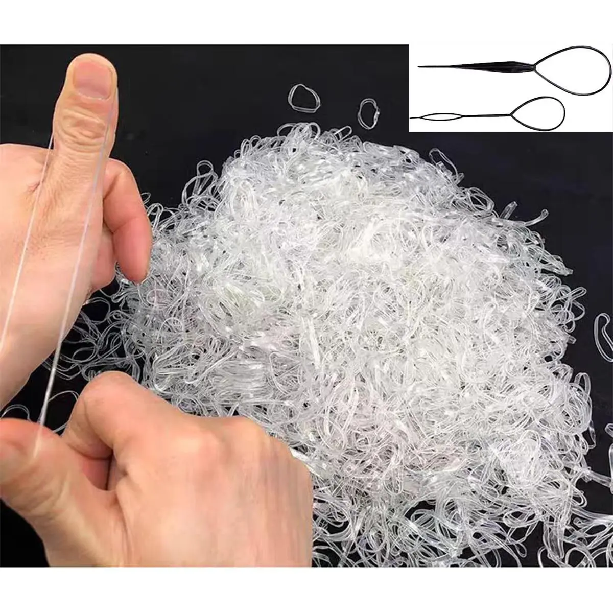 Elastic Hair Rubber Bands, 2000 count Soft Ponytail Elastics Holders Small Hair Ties for Blond   Girls   Hair No Crease  No Hurt Thin Easy to dismantle Mini TPU Tie (Clear)