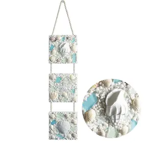 Coastal Wall Decor 3D Seashell Starfish Conch Wall Hanging Beach Nautical Ocean Theme Bathroom Home Summer Decorations Sea Shell Art Glass Ornaments