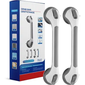 Grab Bars for Bathtubs and Showers 2 Pack Shower Handle Heavy Duty Suction Grab Bar Bath Handrails for Seniors Bathroom Safety Grip No Drilling Waterproof Removable Grey