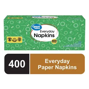 Everyday White Paper Napkins, 400 Count, 1-Ply Disposable Napkins for Parties & Daily Use