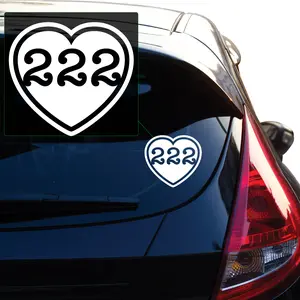 222 Heart Angel Number Vinyl decal transfer tape designed for applications on car windows, laptops, and various surfaces. No background.  F0701