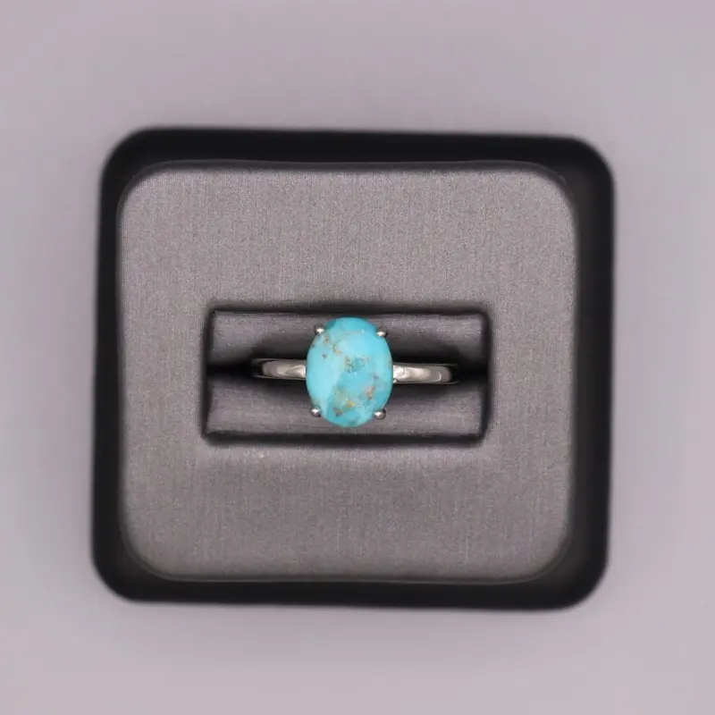 Sterling Silver Stone Ring - Oval Turquoise
