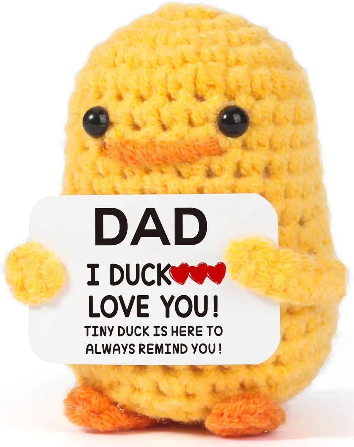 Positive Crochet Duck Gift for Dad – Cute Emotional Support Duck for Father's Fathers, Mother's Day, Birthday, and Christmas – Heartfelt Gift from Dau