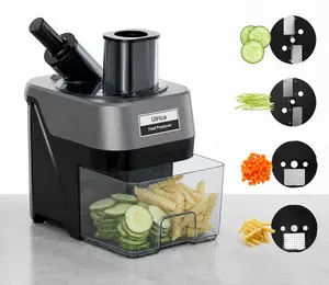 4-in-1 Electric Vegetable Chopper, 100W Vegetable Slicer Food Processor, Multifunctional Veggie Food Cutter with Dual Feeding Ports, Stainless Steel Blade, Ideal for Slicing, Dicing, Fruits