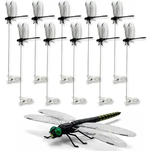 30PCS 3D Realistic Dragonfly Hat Clips, Creative Insect Repellent Plant Clamps for Outdoor Garden Balcony Decor, Lightweight Simulation Dragonfly Ornaments for Flowers and Potted Plants