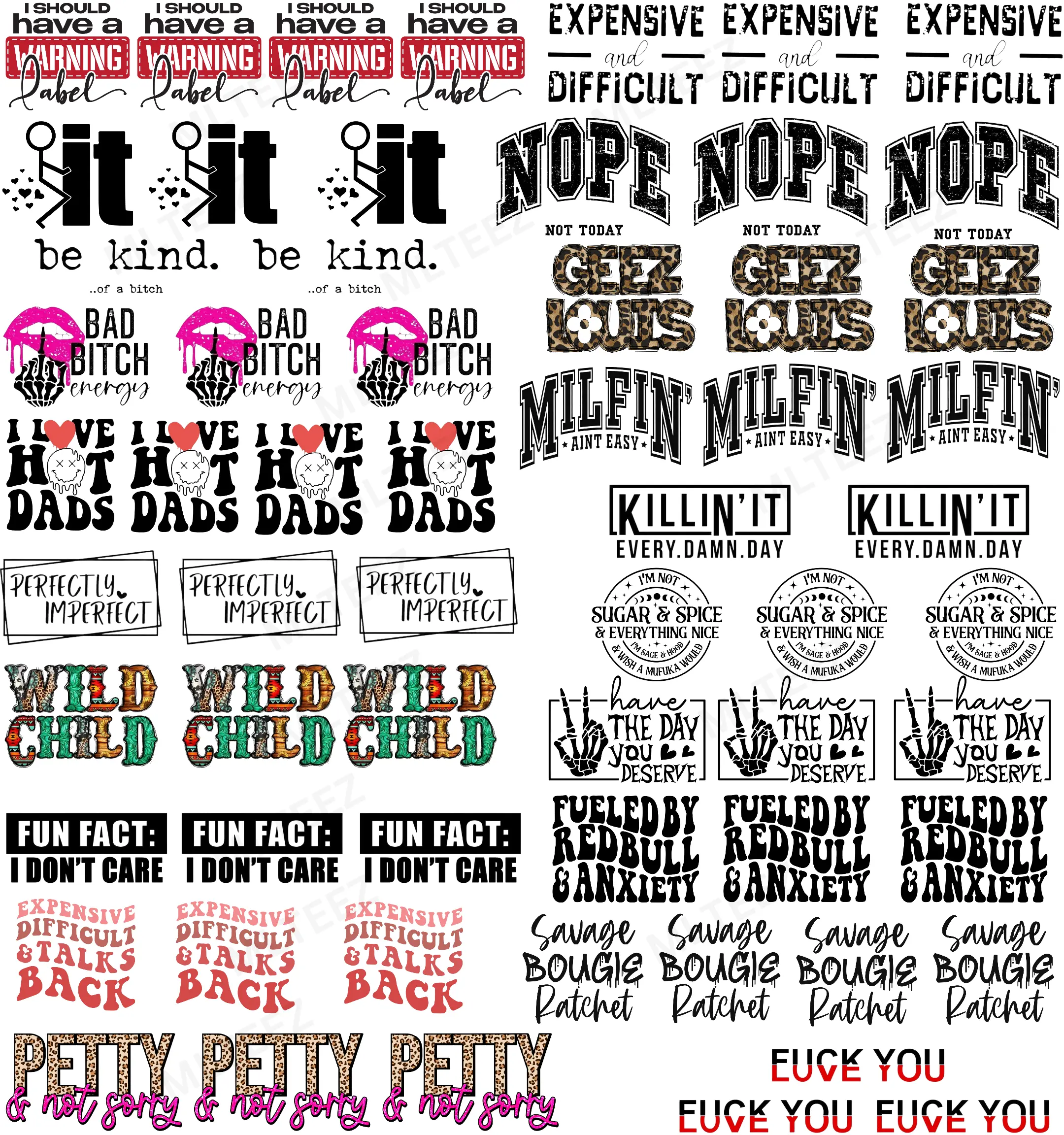 PETTY NOT SORRY TRUCKER HAT GANGSHEET  - 22X24