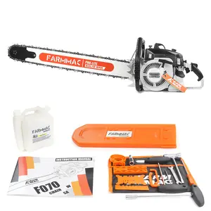 105cc 2-Cycle Gasoline Power Chain Saws, F070W Gas Chainsaw with 36 Inch Alloy Solid Bar, 6.5HP 4.8KW Power Chain Saw for Milling Work, All Parts Compatible with MS070 090