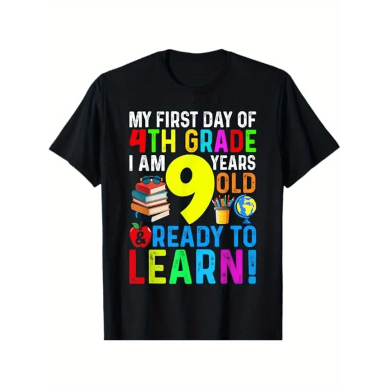 Back to School 4th Grade First Day of School Kids Cotton T Shirt Casual Short Sleeve Crew Neck Summer Tee Comfortable Children Everyday Wear Gift