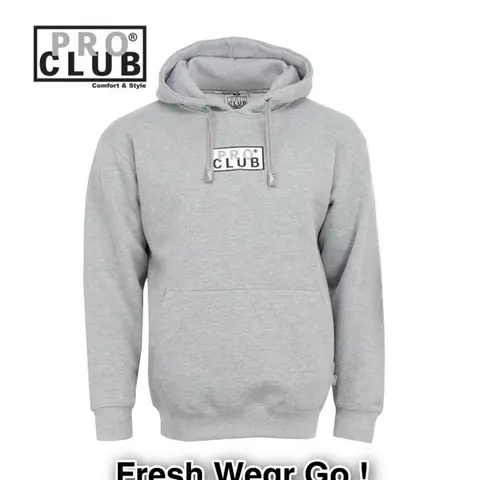 Pro Club Logo Box Heavyweight Pullover Hoodie With Embroidered Box Logo Hoodie - Mens