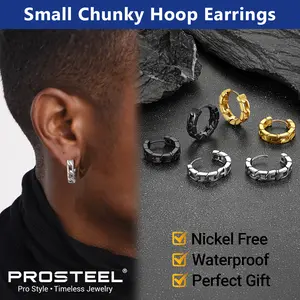 PROSTEEL Cuban Link Comfortable Earrings Hoop Earrings Stainless Steel Small Chunky Hoop Earrings Lightweight and Jewelry Unisex For Men Women Gift Box