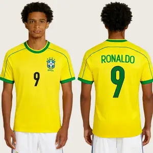 98 Brazil Jerseys No. 9 Ronaldo National Team Soccer Jerseys L