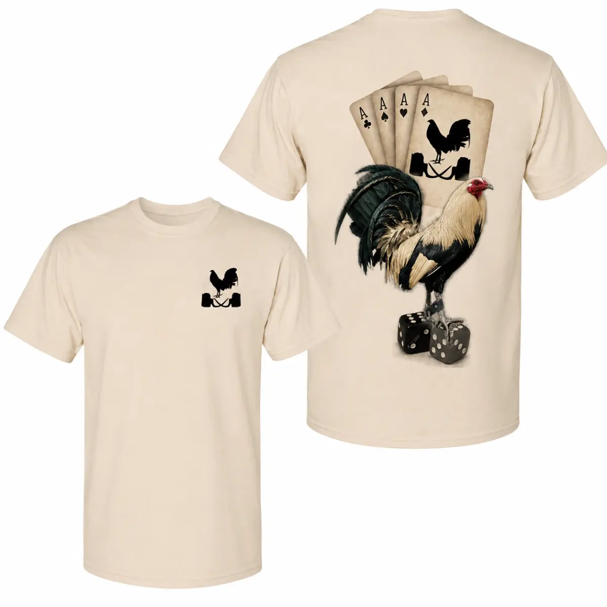Lucky Gamefowl Rooster T-Shirt, Cockfighter Graphic Shirt, Rooster Dice Card Tee, Chicken Fighting Apparel, Gamefowl Lover Gift, Farm Rooster Shirt, Country Western Tee, Casino Style Rooster Graphic T-Shirt