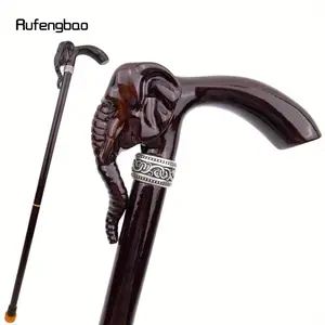 Elephant Brown Wooden Fashion Walking Stick Decorative Vampire Cospaly Party Wood Walking Cane Halloween Mace Wand Crosier 90cm