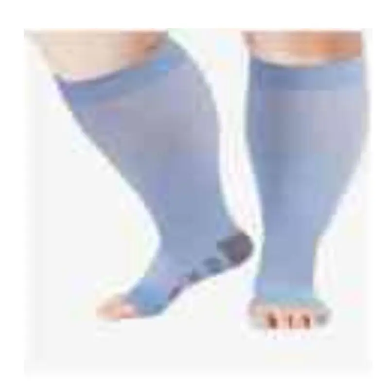 Striped blue open toed fat socks