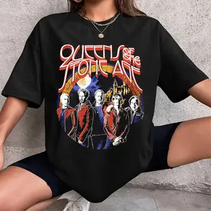 Women's Queens of the Stone Age Merch Cotton Streetwear Oversized Tshirt - Alternative Rock Graphic Print, Baggy Loose Casual Round Neck Top, Rock Women's T-Shirts, tm11103