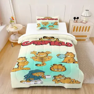 Garfield Cartoon Kids Comforter Set (2/3-Piece, 1 Comforter + 1-2 Pillowcases), Gradient Pastel Design, Vibrant Comic Style Bedding, Perfect for Kids & Fans, Ideal Gift for Cartoon Lovers