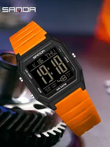 Sanda Student Sports Watch, Multifunctional Triple Time, Waterproof, Luminous, Shockproof, Analog-Digital, Resin Case, Perfect Gift for Teens