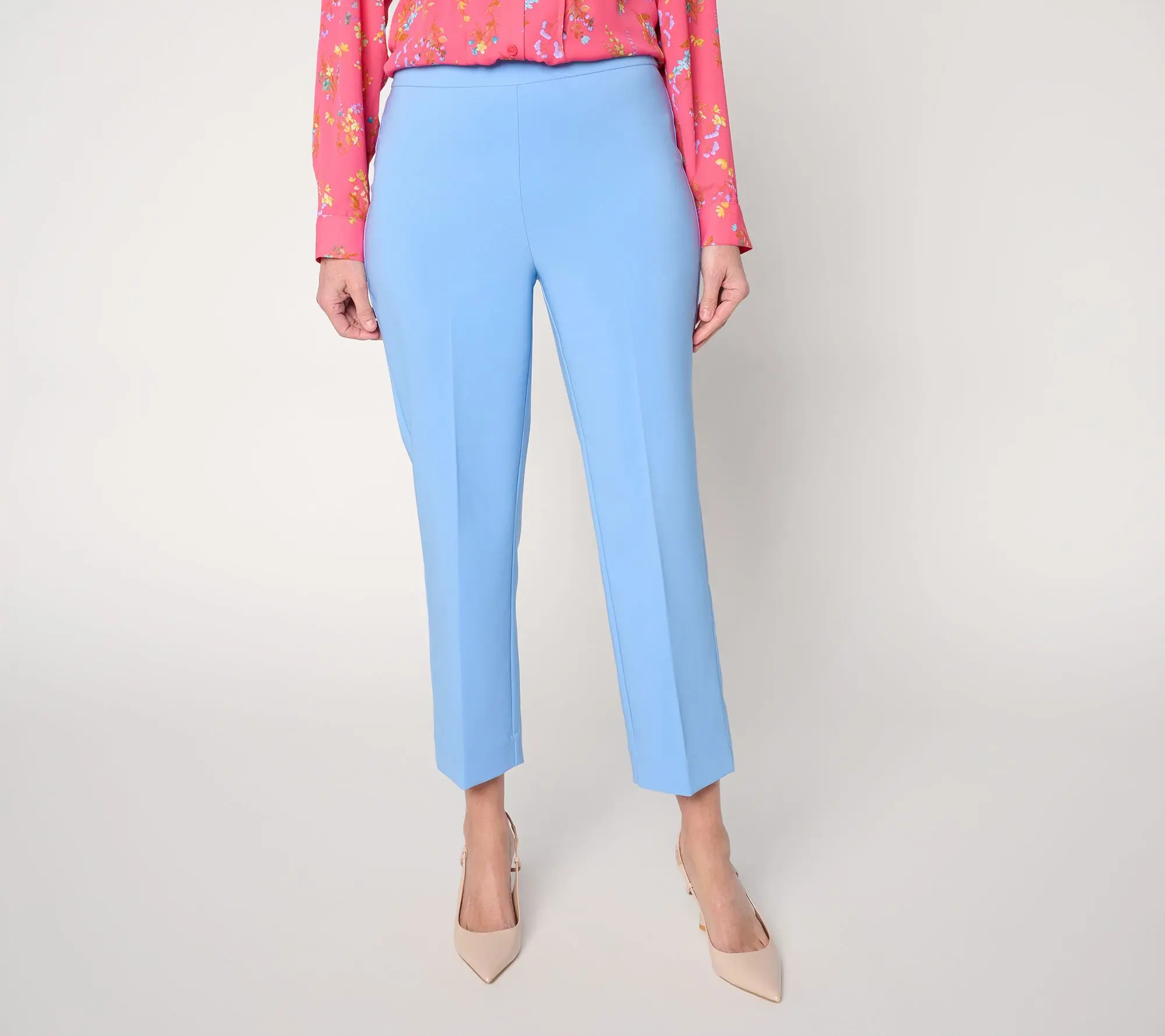 Joan Rivers Regular Bi-Stretch Twill Straight Leg Crop Pants