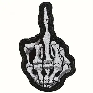Computer Embroidered Skull Finger Back Glue Patch, Shoe Hat Box Bag Clothing Accessories, Embroidery Fabric Patch, 1 Piece