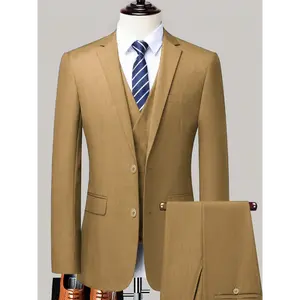 Korean Version Wedding Suit Set Two-Piece, Elegant, Fashionable, Solid Color, Polyester Viscose, Non-Stretch, Woven, Regular Fit, Lapel Collar, Pocket, Unsealed, with Tops and Bottoms for Spring/Fall