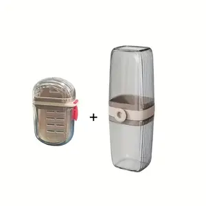 2Pcs Portable Soap Holder and Toothbrush Case Kit, Travel Soap Container with Lid, Transparent Toothbrush Saver Holder for Shower Bath Bathroom Traveling, Camping, Gym