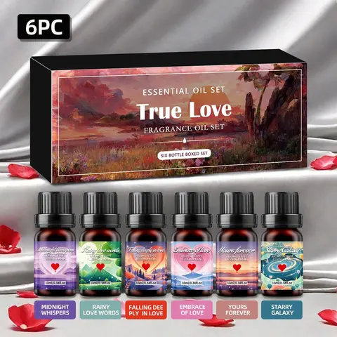 Essential Oil Set, 6 Counts/box Romantic Series Essential Oil, Home Fragrance Room Fragrance Scent Diffuser Oils for Diffuser, Car, Humidifier, Birthday Gift, Scented, Aroma