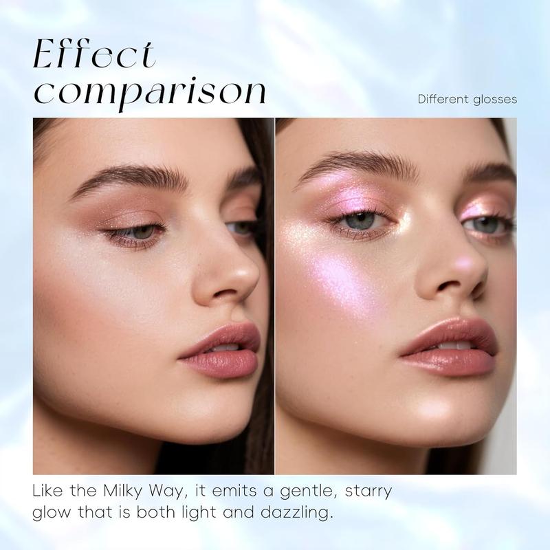 Chameleon Holographic Highlighter Palette, Multichrome Cream Multi-use Eyeshadow Shifting Sparkling Color Shifting Inner Corner Eye Highlighter Brightener for Mermaid Makeup