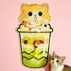 Bubble Tea Cat Scratch Sticker, Peel & Stick Wall Scratcher, Easy to Apply, Keep Your Cat Engaged, Durable Design,Perfect for Home Use