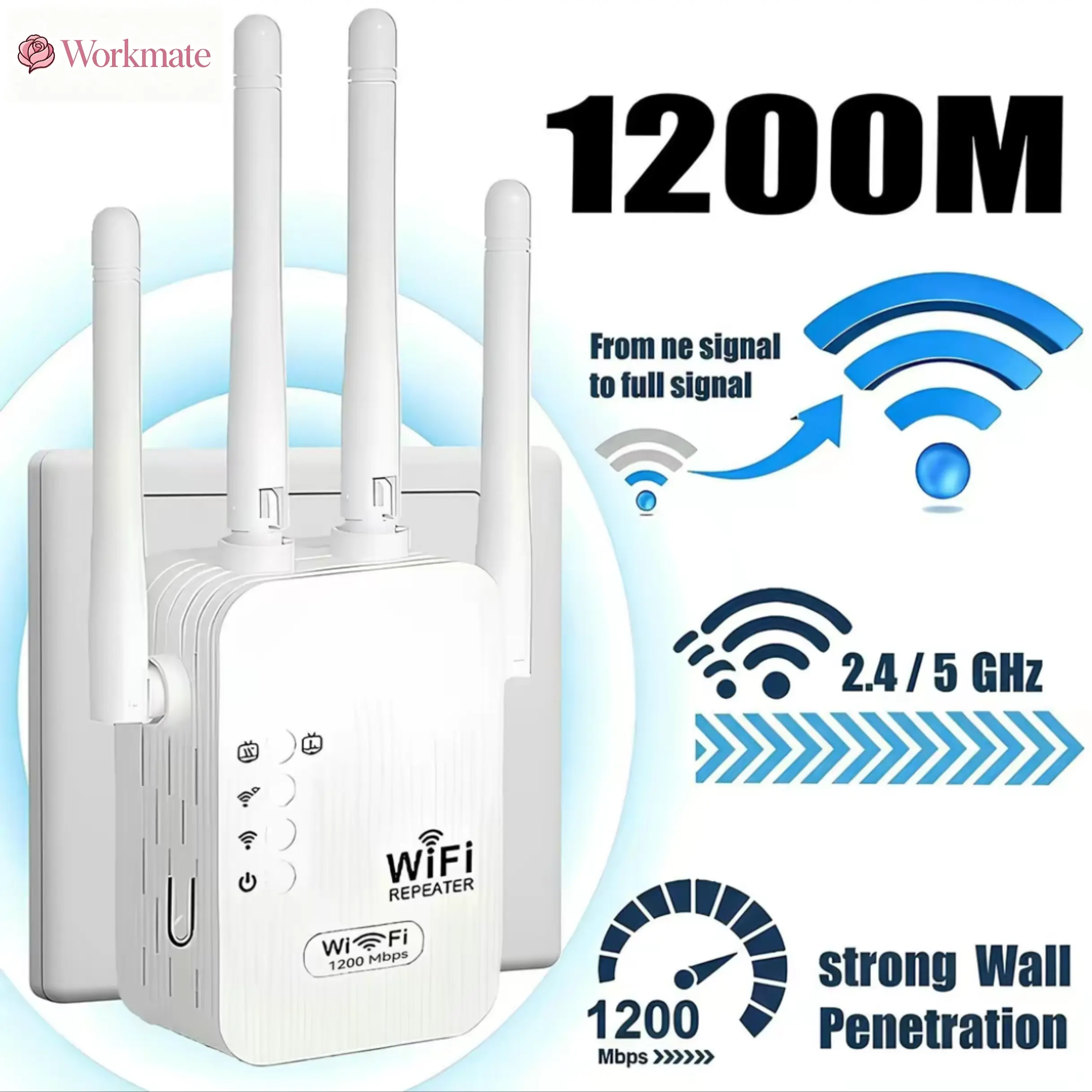 2026 WiFi Range Extender 4-Antenna StrongSignal, 1200Mbps Dual Band Repeater(5GHz/2.4GHz) WiFi Booster, Covers Up to10000 sq.ft, Connects 50 Devices, EthernetPort for Home Use (Range ExtenderRepeaters), Dual Band Repeaters