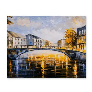 Begin Home Decor CPPM14183873F4 14 x 18 in. Blue Polyester Placemat - Bridge By a Sunny Day - Home Decor