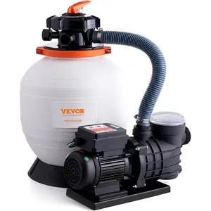 VEVOR 10 inch Sand Filter Pump, 1585 GPH, 0.33 HP Pool Pumps System Filters Combo Set with 6 - Way Multi - Port Valve Pressure Gauge, Easy Installation for Domestic and Commercial PoolsVEVOR Super Brand Day