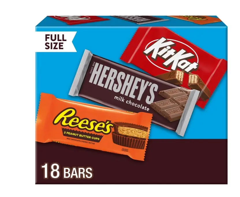 Hershey's, Kit Kat and Reese's Assorted Milk Chocolate Candy, Variety Box 27.3 oz, 18 Count