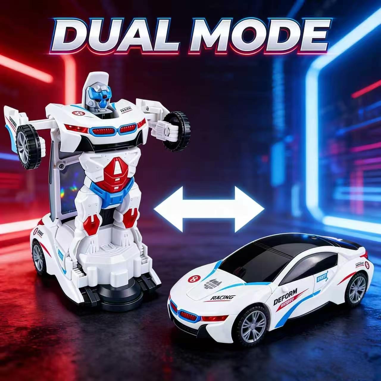 Dual Mode Deformation RC Car,2-in-1 Robot & Racing Vehicle with Bright LED Lights,Deformable Robot Car for All-Age Fun, Realistic Racing & Robot Modes