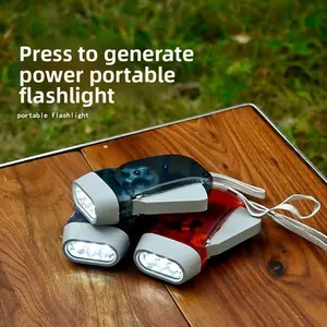 Outdoor hand pressure automatic power generation emergency flashlight LED3 light manual super bright convenient mini flashlight camping vacation jungle exploration Hiking