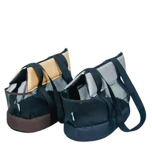 Portable single-shoulder pet bags for spring and summer outings, foldable mesh dog bags and cat bags