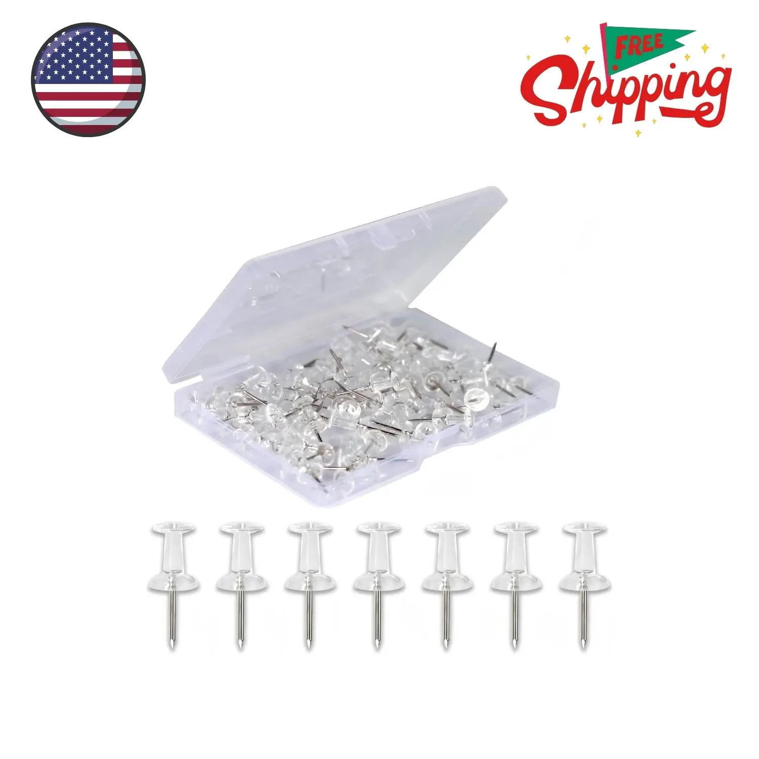 120-Pack Push Pins for Bulletin Board, Thumb Tacks with Clear Plastic Tip and Steel Tip