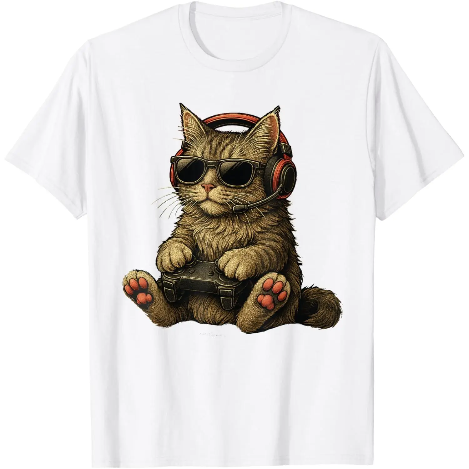Kitten Cat Playing Video Games Vintage Funny Cat Gaming T-Shirt 