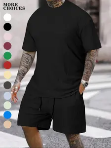 Men's Textured Home Sleepwear Set, Perfect for Gym and Outdoor Activities, Fashionable Sportswear, Modern Men's Comfortable Clothing